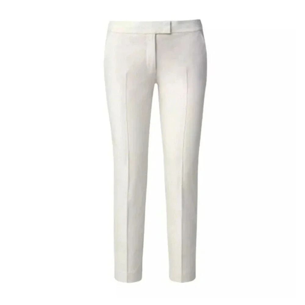 Akris Punto Textured Crop Pants Cotton Ivory Dressy Preppy Trousers Size 2